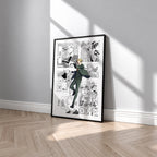 Loid Forger manga poster inspired by Spy x Family in a black frame against a light gray wall