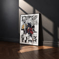 Madara Uchiha manga poster inspired by Naruto in a black frame against a charcoal gray wall