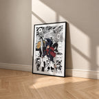 Madara Uchiha manga poster inspired by Naruto in a black frame against a warm beige wall