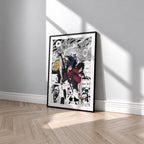 Madara Uchiha manga poster inspired by Naruto in a black frame against a light gray wall