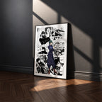 Mai Zenin manga poster inspired by Jujutsu Kaisen in a black frame against a charcoal gray wall