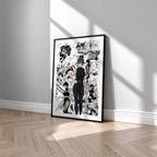 Maki Zenin Awakened manga poster inspired by Jujutsu Kaisen in a black frame against a light gray wall