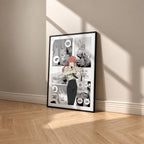 Makima manga poster inspired by Chainsaw Man in a black frame against a warm beige wall