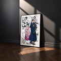 Maomao and Jinshi manga poster inspired by The Apothecary Diaries in a black frame against a charcoal gray wall