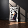 Mash Burnedead manga poster inspired by Mashle: Magic and Muscles in a black frame against a charcoal gray wall