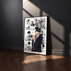 Mash Burnedead manga poster inspired by Mashle: Magic and Muscles in a black frame against a charcoal gray wall