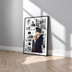 Mash Burnedead manga poster inspired by Mashle: Magic and Muscles in a black frame against a light gray wall