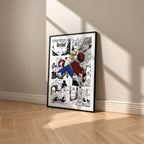 Mirio Togata manga poster inspired by My Hero Academia in a black frame against a warm beige wall