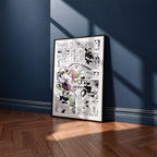 Mitsuri Kanroji manga poster inspired by Demon Slayer in a black frame against a navy blue wall