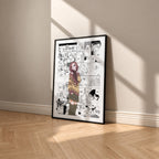 Nana Komatsu Hachi manga poster inspired by Nana in a black frame against a warm beige wall