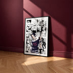 Nana Osaki manga poster inspired by Nana in a black frame against a burgundy wall
