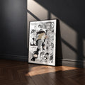 Neji Hyuga manga poster inspired by Naruto in a black frame against a charcoal gray wall