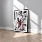 Nezuko Kamado manga poster inspired by Demon Slayer in a black frame against a light gray wall