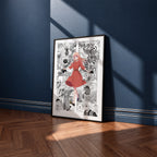 Nico Wakatsuki manga poster inspired by Witch Watch in a black frame against a navy blue wall