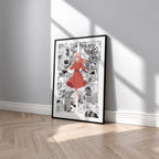 Nico Wakatsuki manga poster inspired by Witch Watch in a black frame against a light gray wall