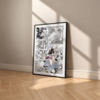 Noelle Silva manga poster inspired by Black Clover in a black frame against a warm beige wall