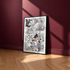 Noelle Silva manga poster inspired by Black Clover in a black frame against a burgundy wall