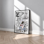 Noelle Silva manga poster inspired by Black Clover in a black frame against a light gray wall