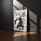 Yahiko Pain manga poster inspired by Naruto in a black frame against a charcoal gray wall