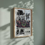 Video of the Akatsuki manga poster inspired by Naruto in a light wood frame on a sage green wall