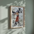 Video of the Son Goku Ultra Instinct manga poster inspired by Dragon Ball in a light wood frame on a sage green wall