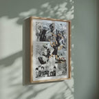 Video of the Inarizaki High manga poster inspired by Haikyu!! in a light wood frame on a sage green wall