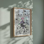 Video of the Ram manga poster inspired by Re:Zero in a light wood frame on a sage green wall