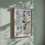 Video of the Usagi Tsukino Sailor Moon manga poster inspired by Sailor Moon in a light wood frame on a sage green wall