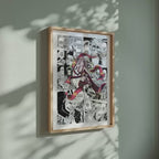 Video of the Daki manga poster inspired by Demon Slayer in a light wood frame on a sage green wall