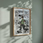 Video of the Tenten manga poster inspired by Naruto in a light wood frame on a sage green wall