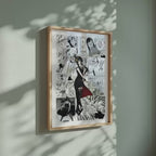 Video of the Yor Forger manga poster inspired by Spy x Family in a light wood frame on a sage green wall
