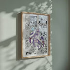 Video of the Emilia manga poster inspired by Re:Zero in a light wood frame on a sage green wall
