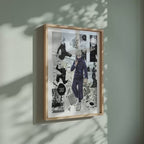 Video of the Toge Inumaki manga poster inspired by Jujutsu Kaisen in a light wood frame on a sage green wall