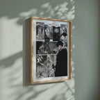 Video of the Sung Jinwoo manga poster inspired by Solo Leveling in a light wood frame on a sage green wall