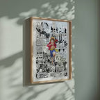 Video of the Monkey D. Luffy manga poster inspired by One Piece in a light wood frame on a sage green wall