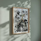 Video of the Roronoa Zoro manga poster inspired by One Piece in a light wood frame on a sage green wall
