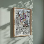 Video of the Shiratorizawa Academy manga poster inspired by Haikyu!! in a light wood frame on a sage green wall