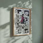 Video of the Giyu Tomioka manga poster inspired by Demon Slayer in a light wood frame on a sage green wall