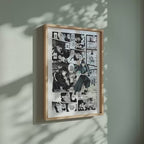 Video of the Muichiro Tokito manga poster inspired by Demon Slayer in a light wood frame on a sage green wall