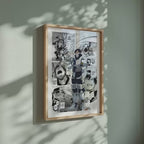 Video of the Tenya Iida manga poster inspired by My Hero Academia in a light wood frame on a sage green wall