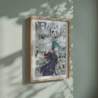 Video of the Crusch Karsten manga poster inspired by Re:Zero in a light wood frame on a sage green wall