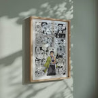 Video of the Gyomei Himejima manga poster inspired by Demon Slayer in a light wood frame on a sage green wall