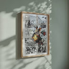 Video of the Katsuki Bakugo manga poster inspired by My Hero Academia in a light wood frame on a sage green wall