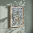 Video of the Senku Ishigami manga poster inspired by Dr. Stone in a light wood frame on a sage green wall