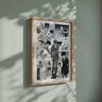 Video of the Yuki Anzai manga poster inspired by Devils' Line in a light wood frame on a sage green wall