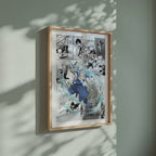Video of the Rimuru Tempest manga poster inspired by That Time I Got Reincarnated as a Slime in a light wood frame on a sage green wall