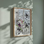 Video of the Mitsuri Kanroji manga poster inspired by Demon Slayer in a light wood frame on a sage green wall