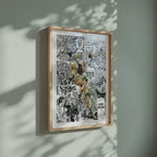 Video of the Dio Brando manga poster inspired by JoJo's Bizarre Adventure in a light wood frame on a sage green wall