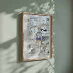 Video of the Haruka Tenoh Sailor Uranus manga poster inspired by Sailor Moon in a light wood frame on a sage green wall