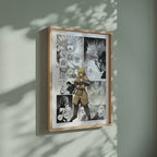 Video of the Thorfinn manga poster inspired by Vinland Saga in a light wood frame on a sage green wall